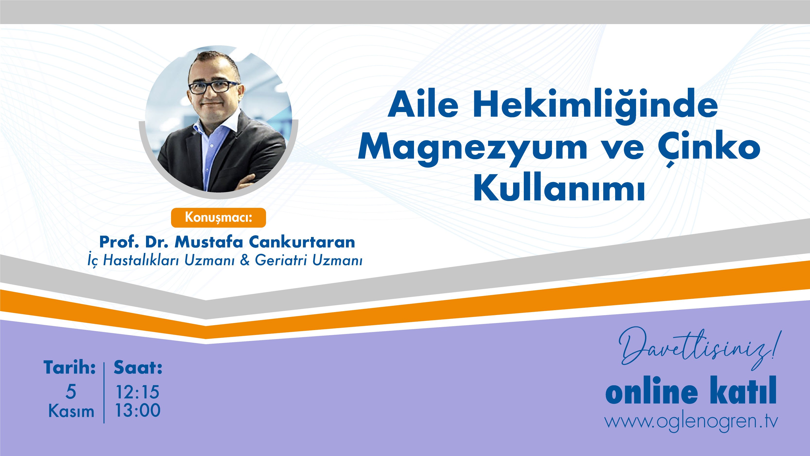 05.11.2024 tarihinde Aile Hekimliğinde Magnezyum - Çinko Kullanımı başlıklı programımız Öğlen Öğren TV ekranlarından canlı yayınlanacaktır